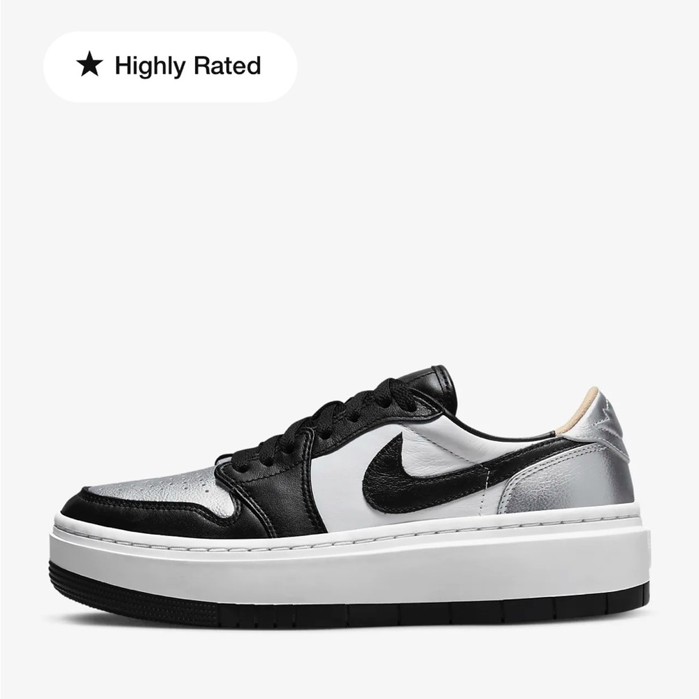 Women's Jordan 1 Elevate Low "Metallic Silver/Black/White." Size 8